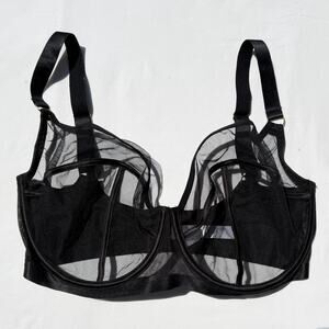 Playful Promises Bra 36K Black Mesh Underwire Pinup